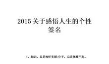 个性签名人生感悟签名