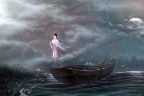20.我眼中含着泪水，嘴唇角处微笑着，看着你，脸上沾满了风和霜。我只谈论您去时的柳树，以及返回时的大雪。