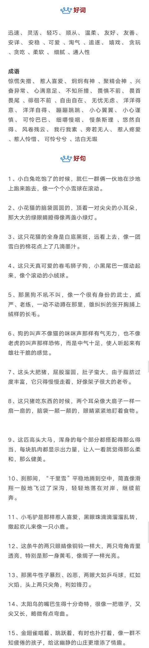 描述动物的好段落