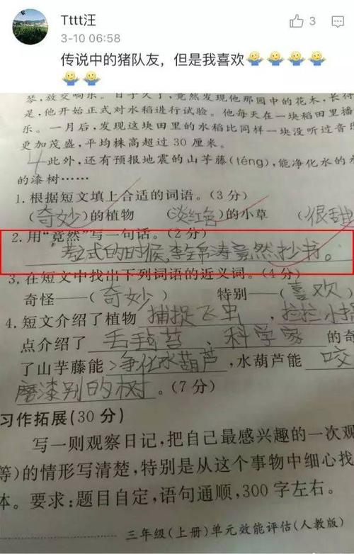 像三年级的句子