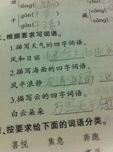 形容词云的单词和句子