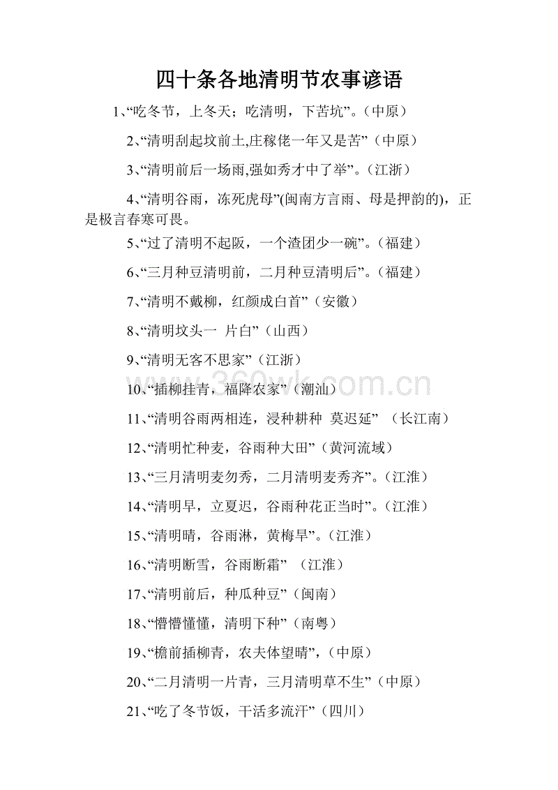 清明节喜庆谚语