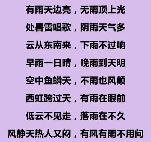 关于天气的农业谚语
