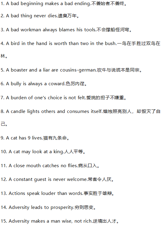 关于自然的英语谚语