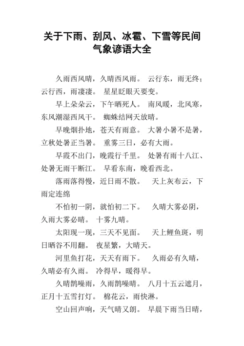 描述天气谚语