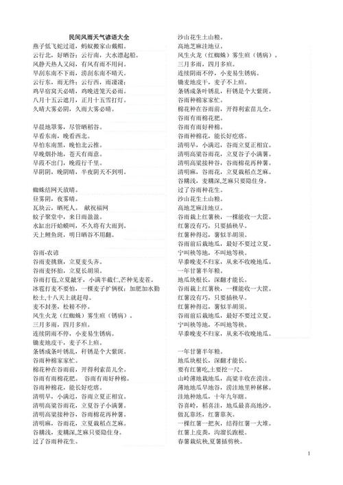 关于天气的二年级谚语