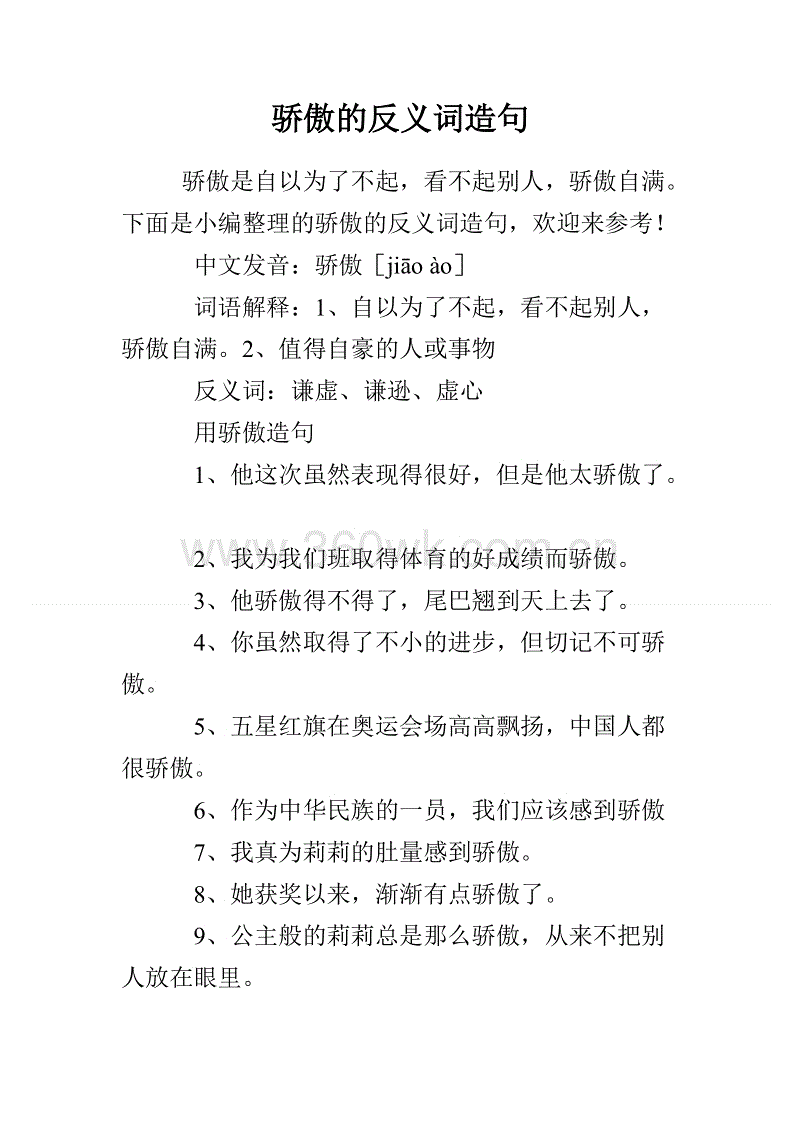在句子中使用骄傲