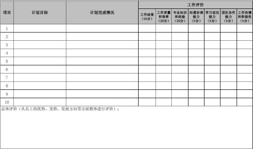 单位对员工绩效的评论