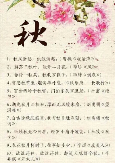 古诗中的风，花，雪，月