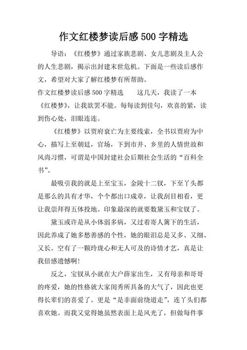 读红楼梦3000字