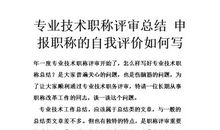 职称评审自我评价