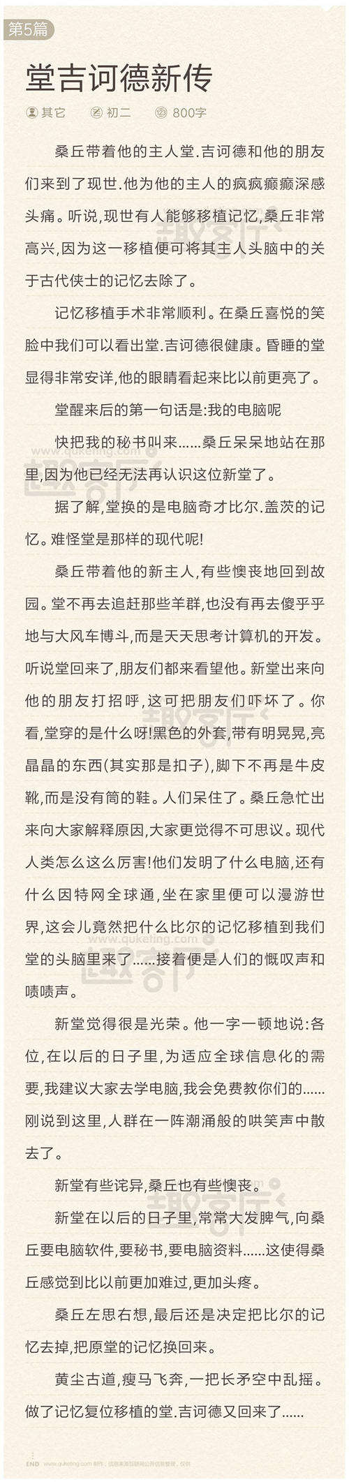 堂吉诃德读后感英文