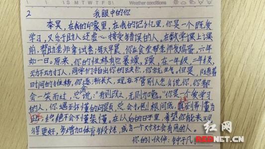 对六年级学生行为的评论