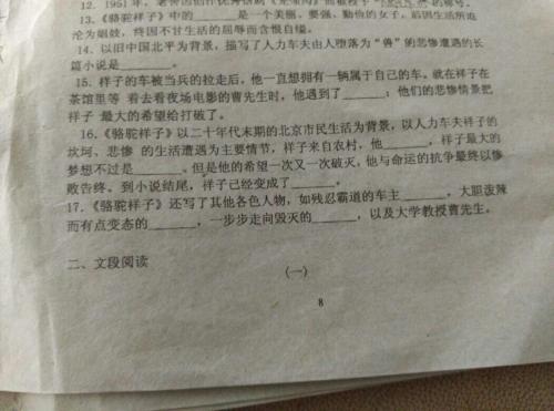 祥子骆驼节选