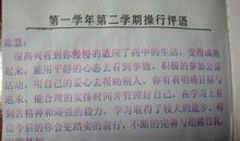 二年级上学期操行评语