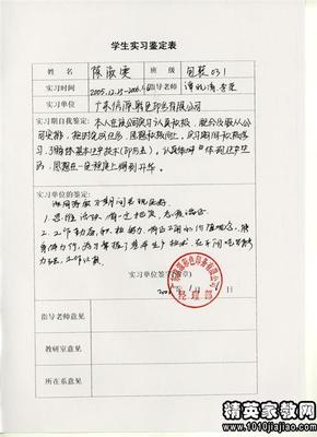 实习表现评论