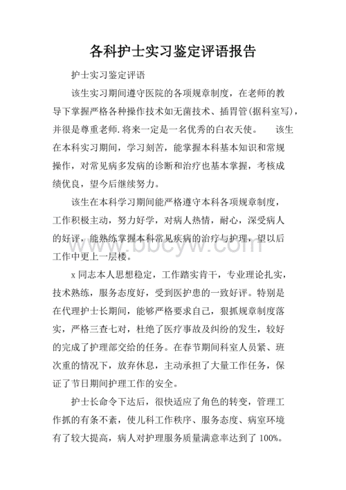 护士实习评论