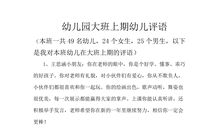 大班幼儿评语大全