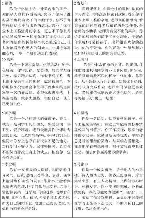 六年级优秀学生的评论