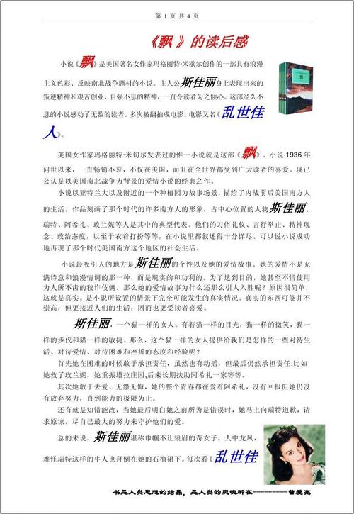 飘读后感英文
