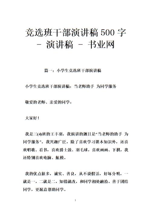 选举小队长致辞