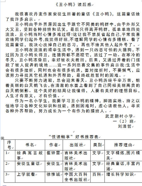 丑小鸭150字