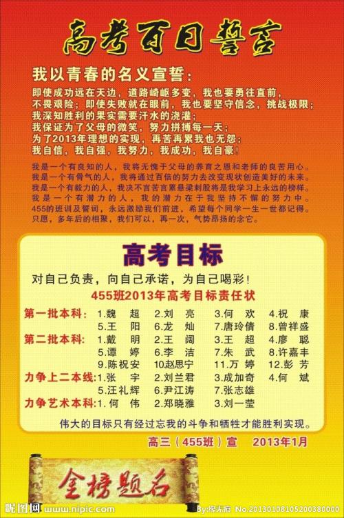 高中励志宣言