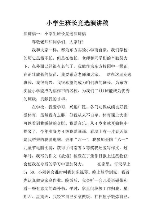 副班长选举讲话