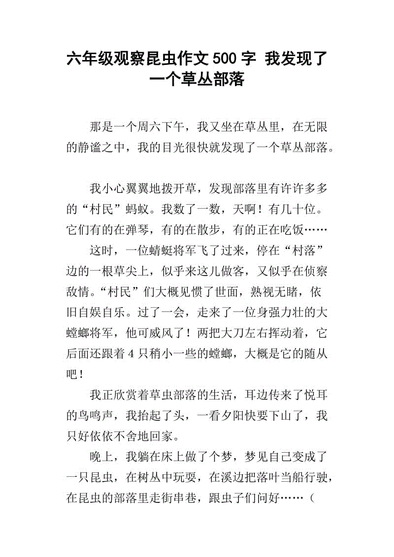 观察昆虫成分300个单词