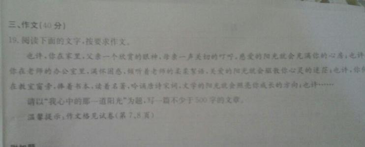 我心中的阳光600字组成