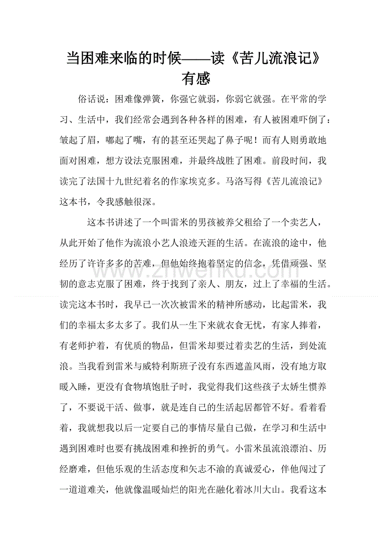读《流浪的孤儿》后的感想