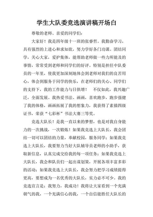 大队委员会选举演讲