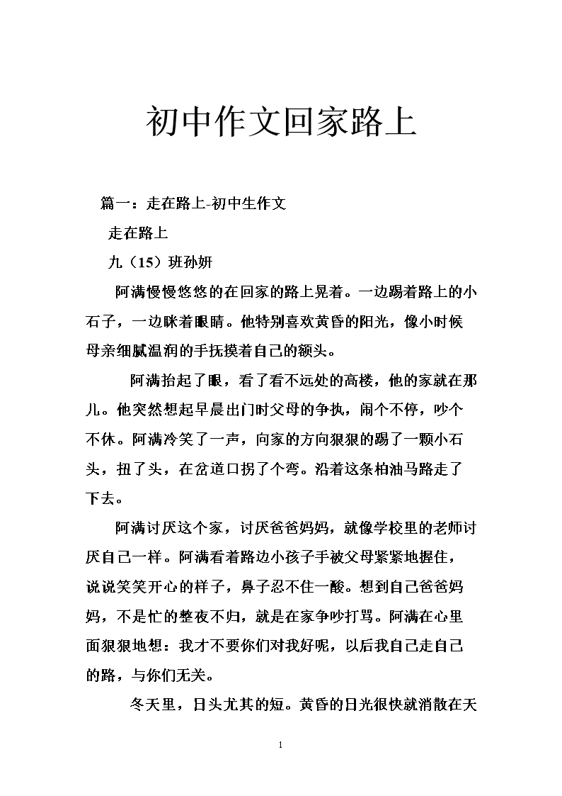 回家的路上作文