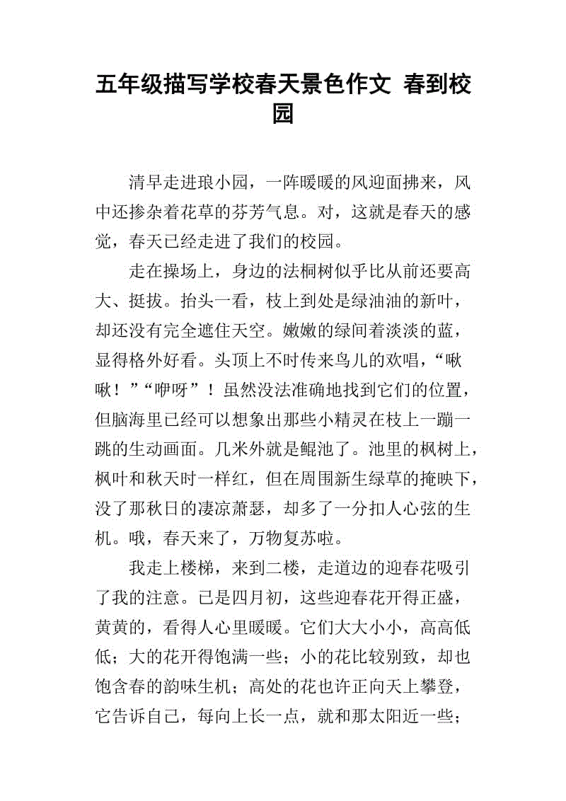 春季校园作文300字