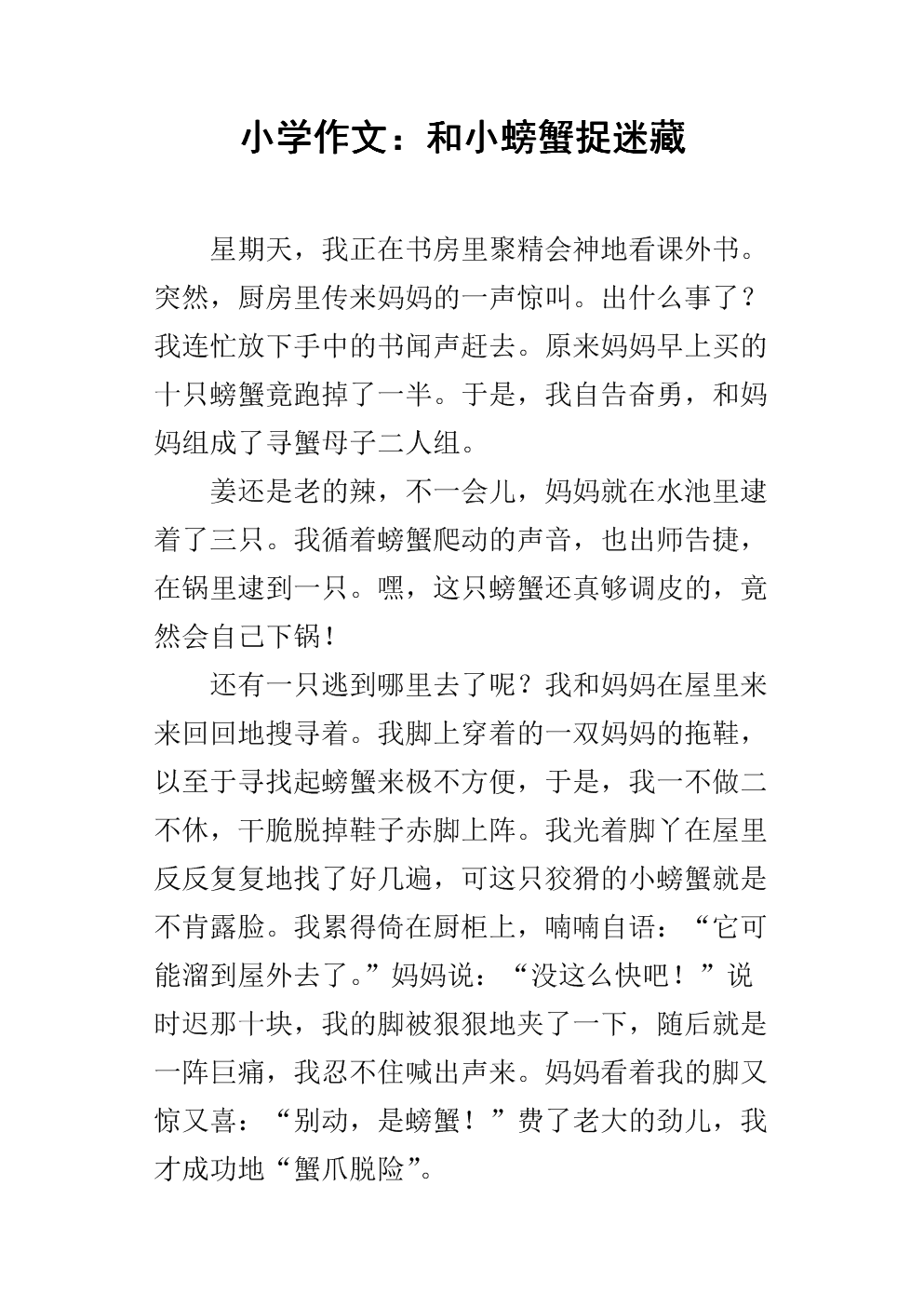 捉迷藏随笔400字