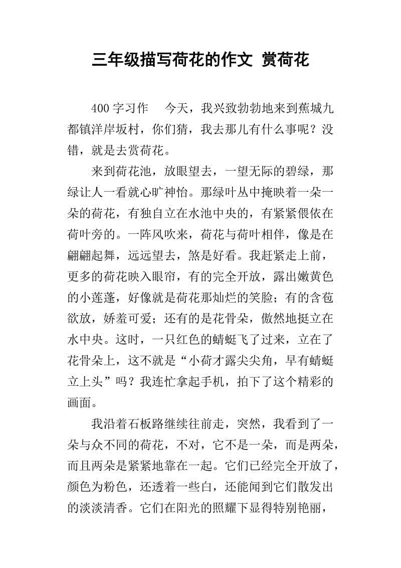 描述荷花的400个词