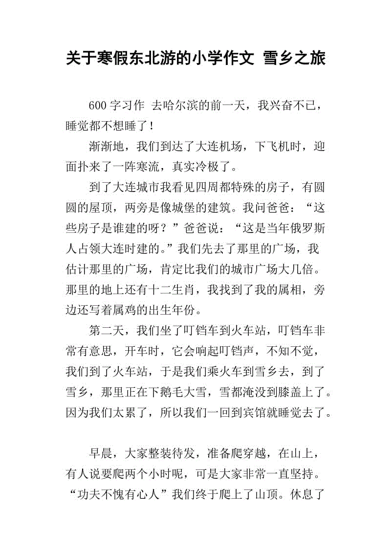 寒假100个字