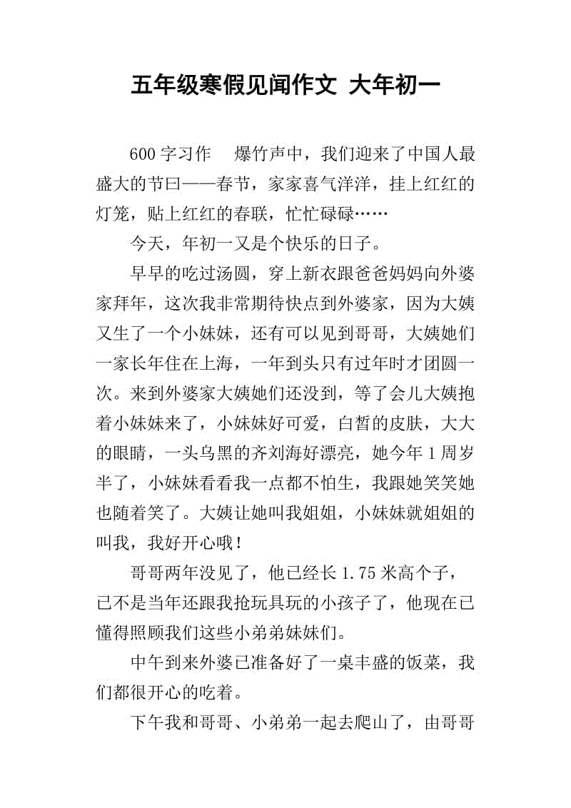 初中作文寒假