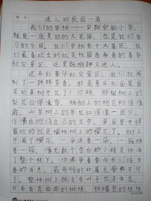 校园角落组成400字
